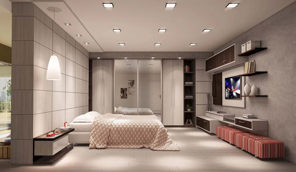 Quarto planejado com guarda-roupa sob medida em Santos